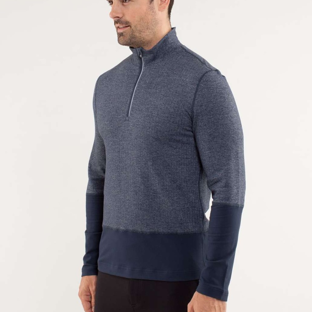 Lululemon Speed 1/2 Zip Herringbone Black Iris Men Long sleeve sweatshirt size L